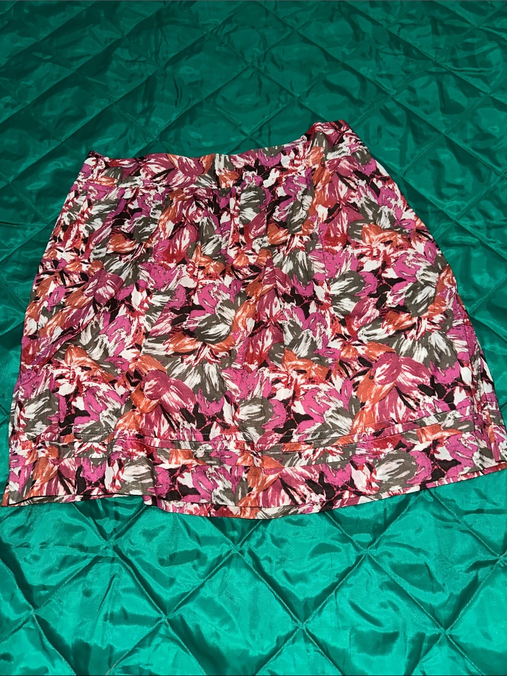 LOFT Floral Mini Skirt in Pink, Orange & Gray